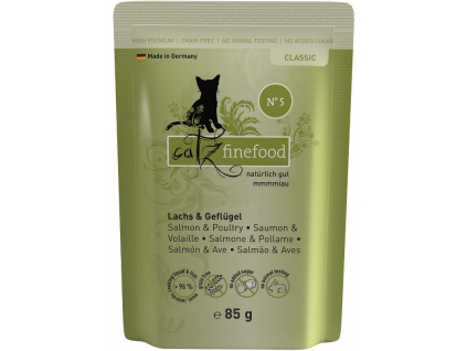 Catz finefood kapsička No.5 - s lososem a drůbežím masem 85g