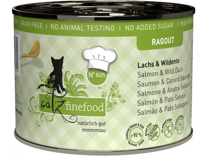 Catz finefood konzerva Ragout No.605 – s lososem a divokou kachnou 190 g