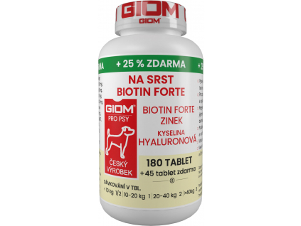 Giom S pes Na srst Biotin FORTE 180 tbl+25% zdarma