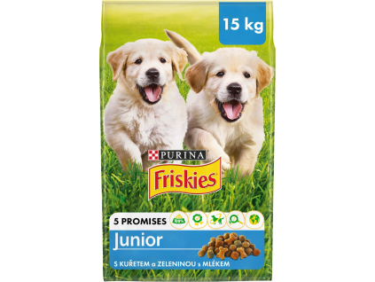Friskies Junior granule pro štěňata kuře s mlékem, zelenina 15 kg 1