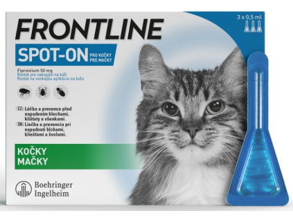 FRONTLINE SPOT ON pro kočky - 3x0,5ml z kategorie Chovatelské potřeby a krmiva pro kočky > Antiparazitika pro kočky > Pipety (Spot On) pro kočky