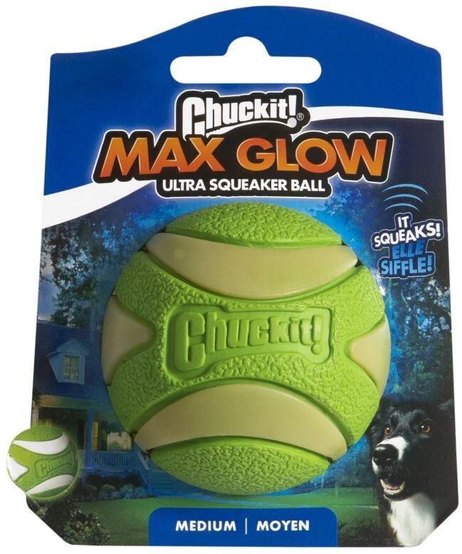 Chuckit! Míček Max Glow Ultra Squeaker Medium 6,5 cm – svítící