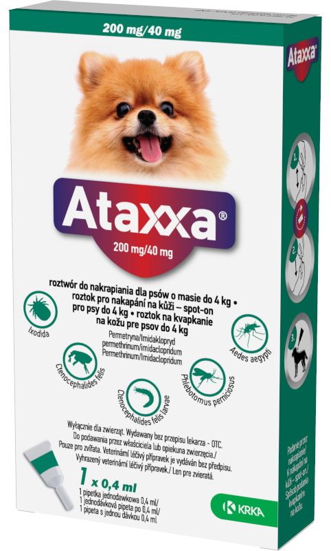 KRKA Ataxxa pro psy do 4kg spot-on 1x0.4ml