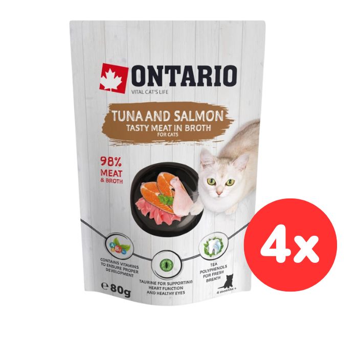 Kapsička ONTARIO Cat Tuna and Salmon in Broth 4x80g