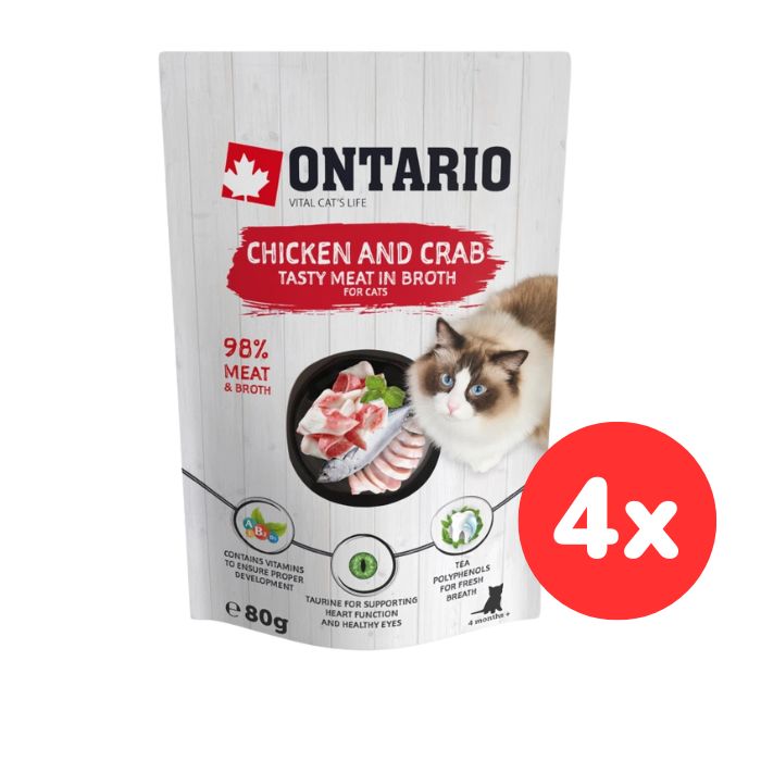 Kapsička ONTARIO Cat Chicken and Crab in Broth 4x80g