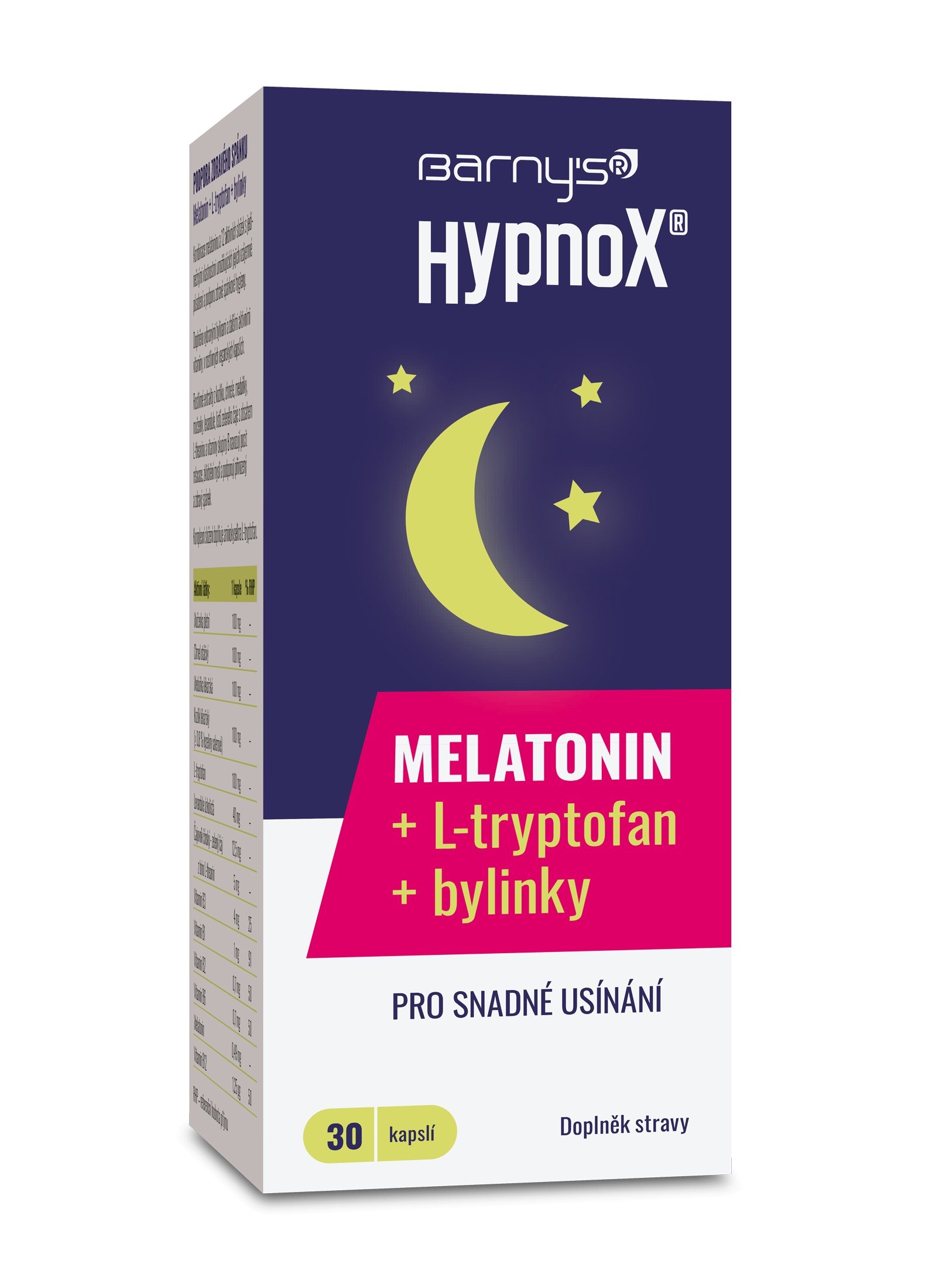 Barny's HypnoX® Melatonin, L-tryptofan a bylinky 30 kapslí