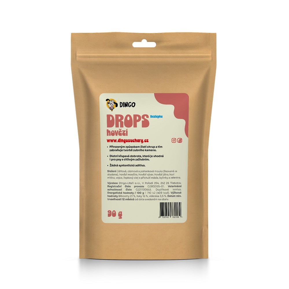 DINGO drops hovězí bezlepkové, 90g