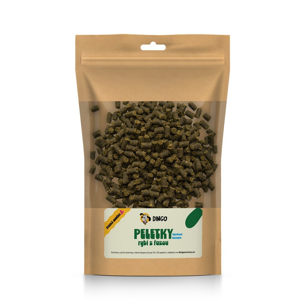 DINGO peletky ryba s řasou, 150g