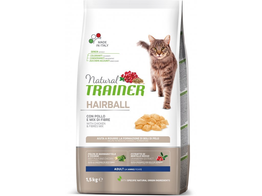 TRAINER Natural Cat HAIRBALL kureci 1,5kg