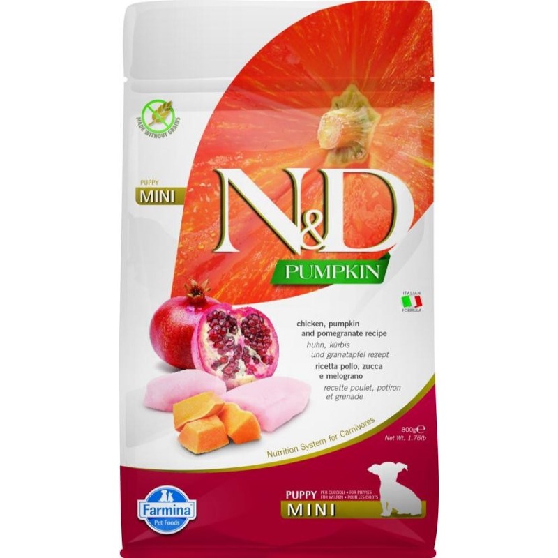 N&D Pumpkin DOG Puppy Mini Chicken & Pomegranate 800g