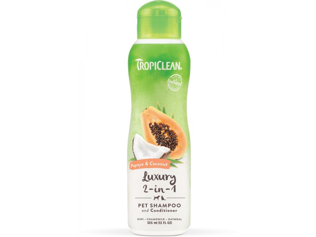 Tropiclean Šampon 2 in 1 papaja a kokos 355 ml