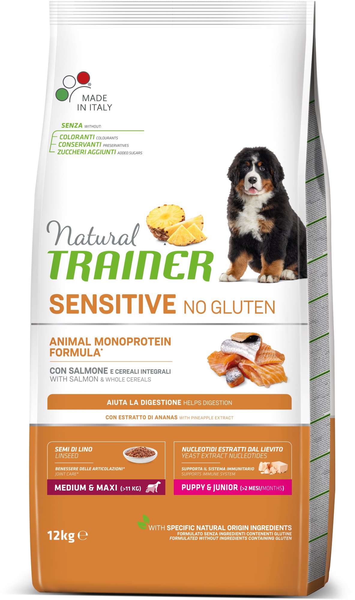 TRAINER Natural SENSITIVE No Gluten Puppy&Jun M/M losos 12kg