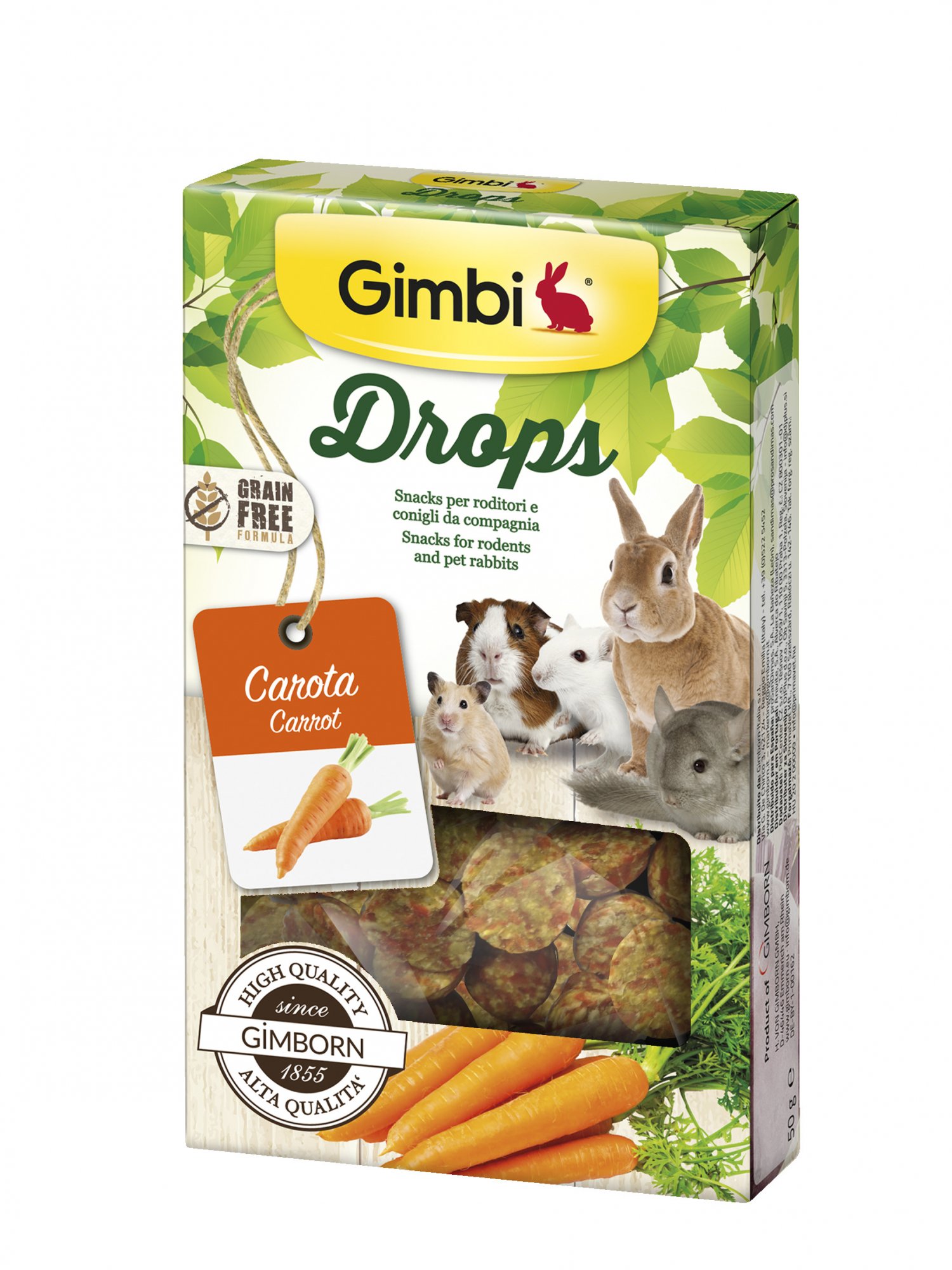 Gimbi Gimborn I DROPS pro hlodavce s mrkvi 50g