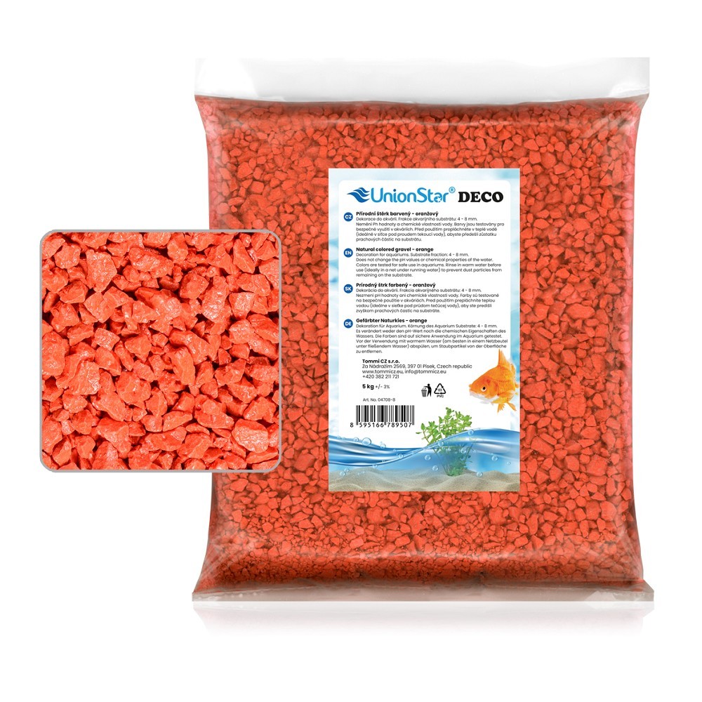Akvarijní štěrk oranžový 5 kg DECO