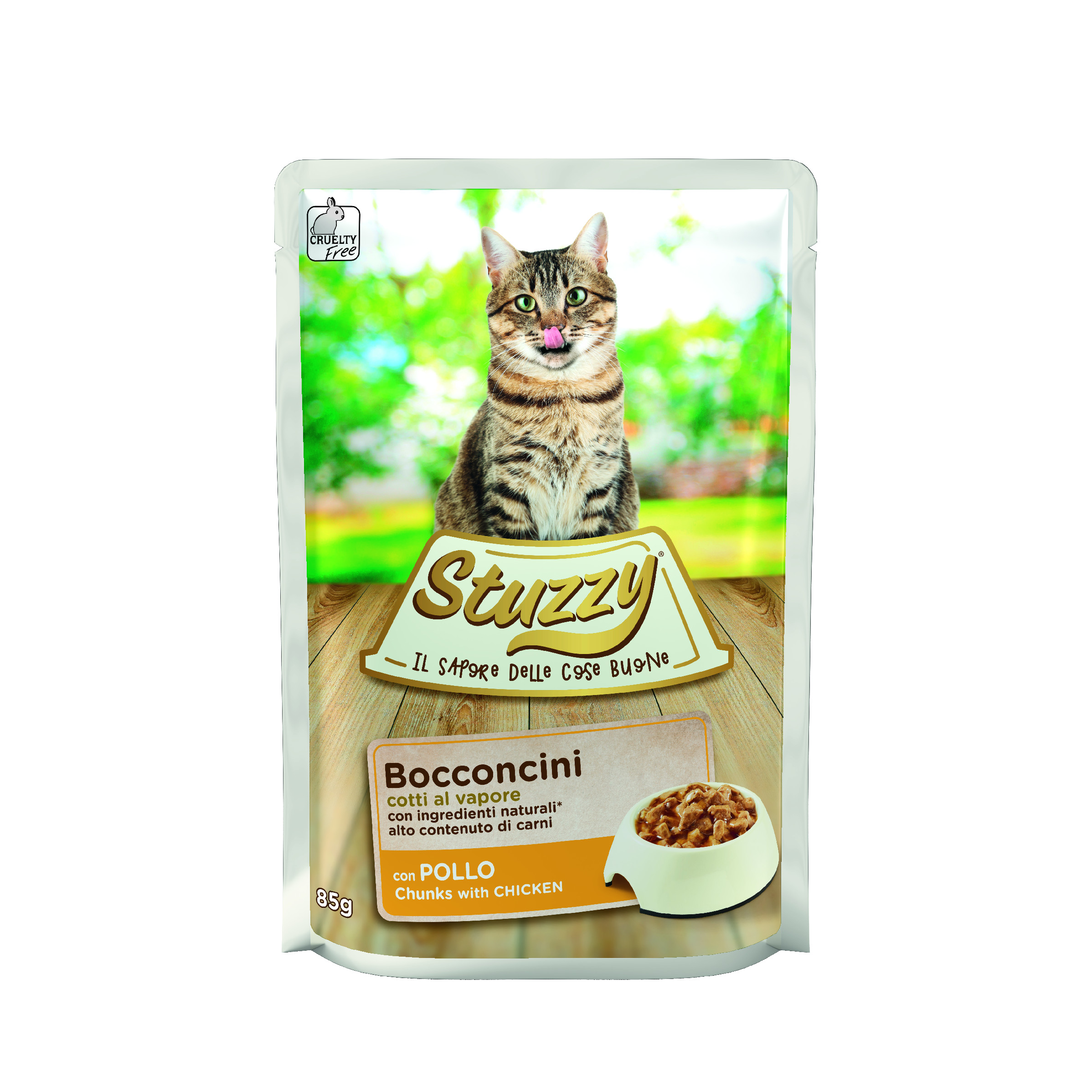 Stuzzy Cat kapsa Adult kousky kuřecího 85G