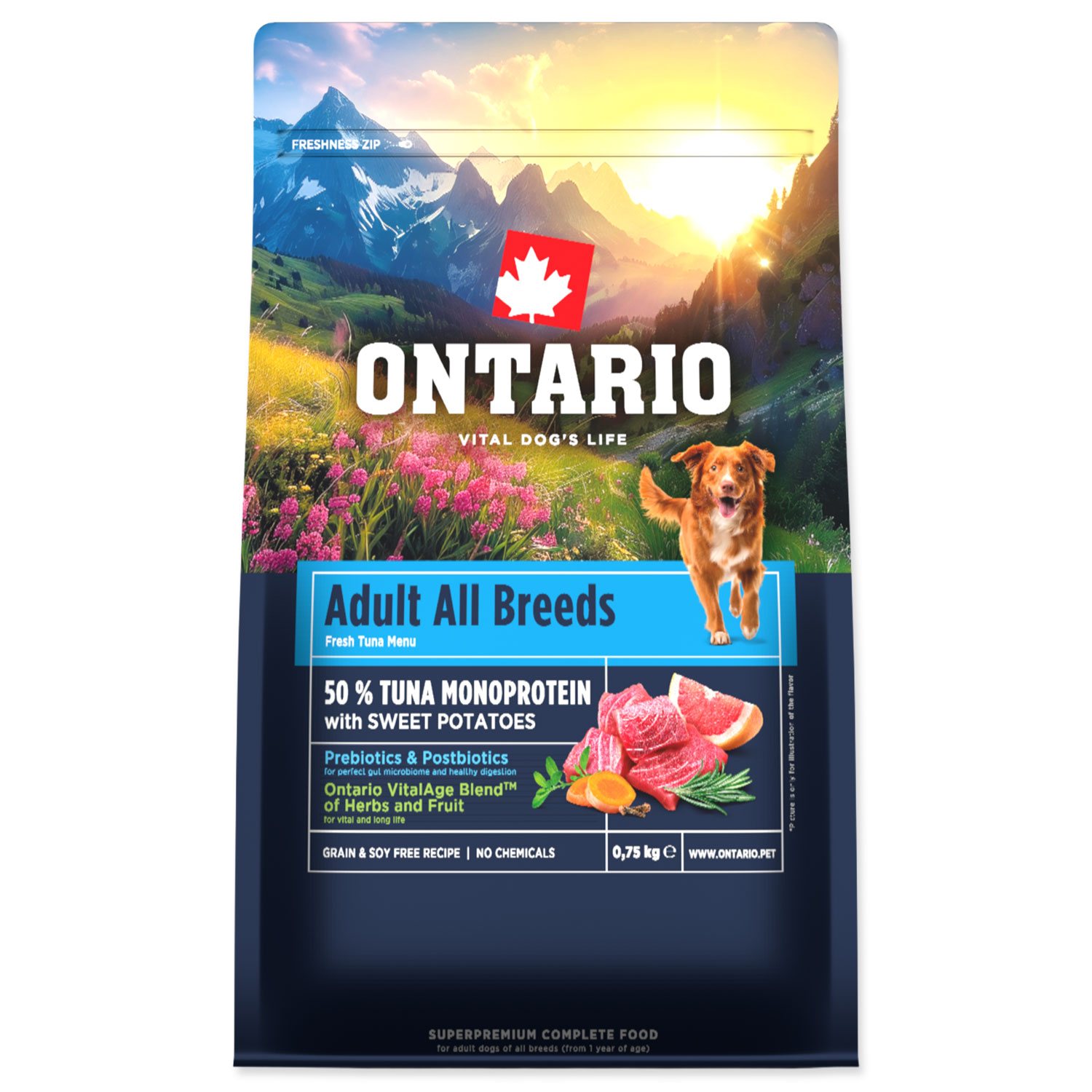Krmivo Ontario Adult All Breeds Monoprotein Turkey & Sweet Potatoes 0,75kg