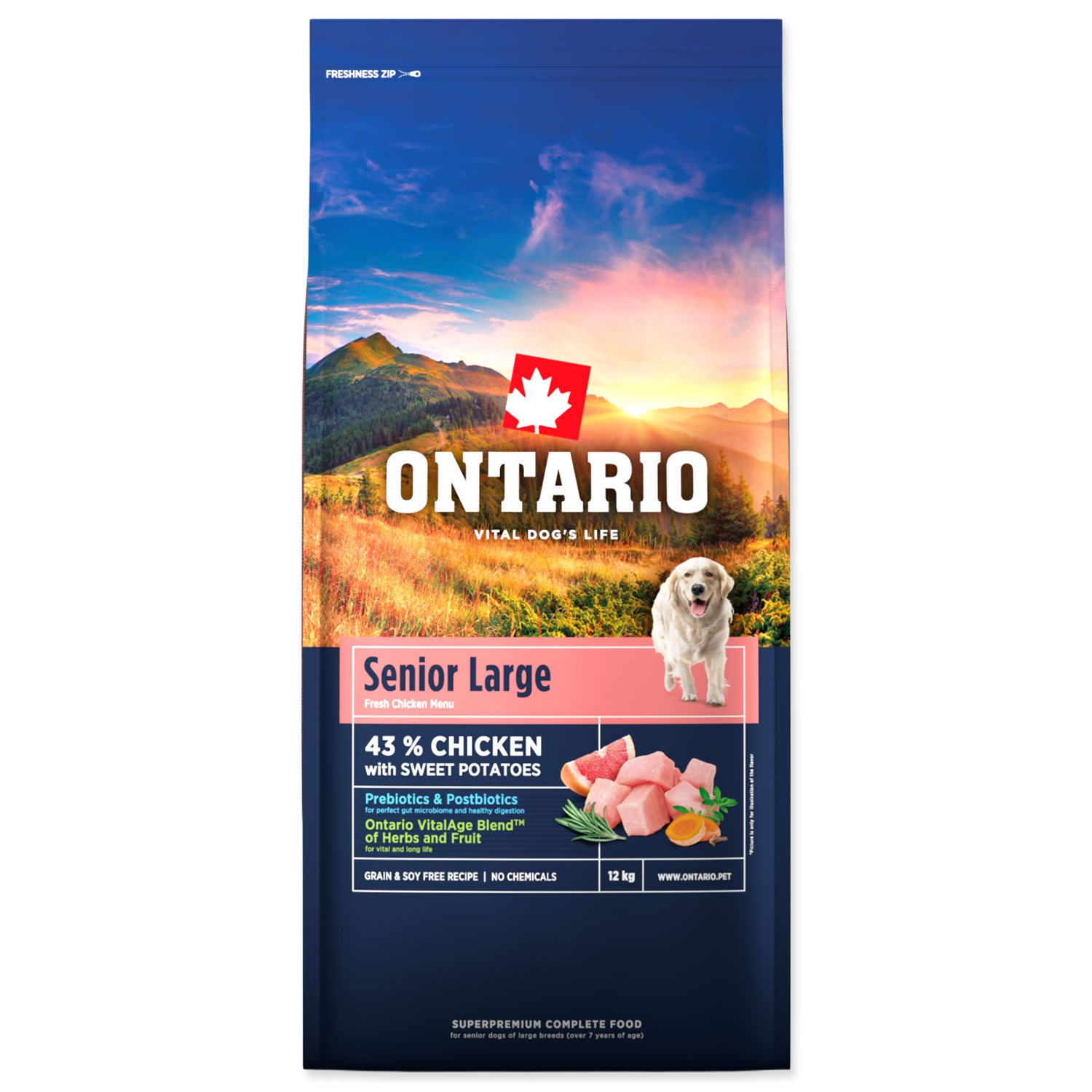 Krmivo Ontario Senior Large Chicken & Sweet Potatoes 12kg