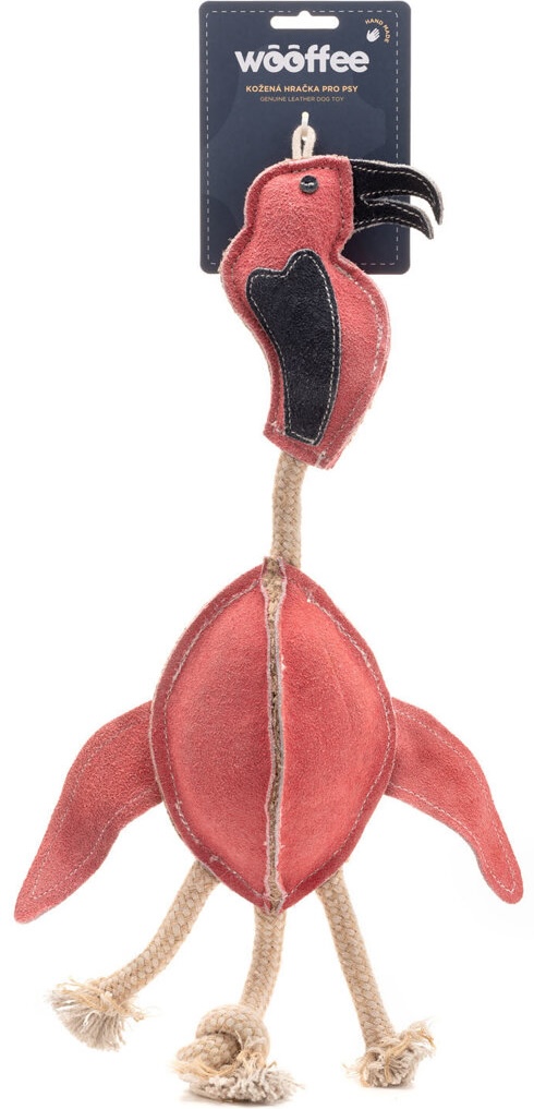 Wooffee pravá kůže plameňák s provazy 44 cm