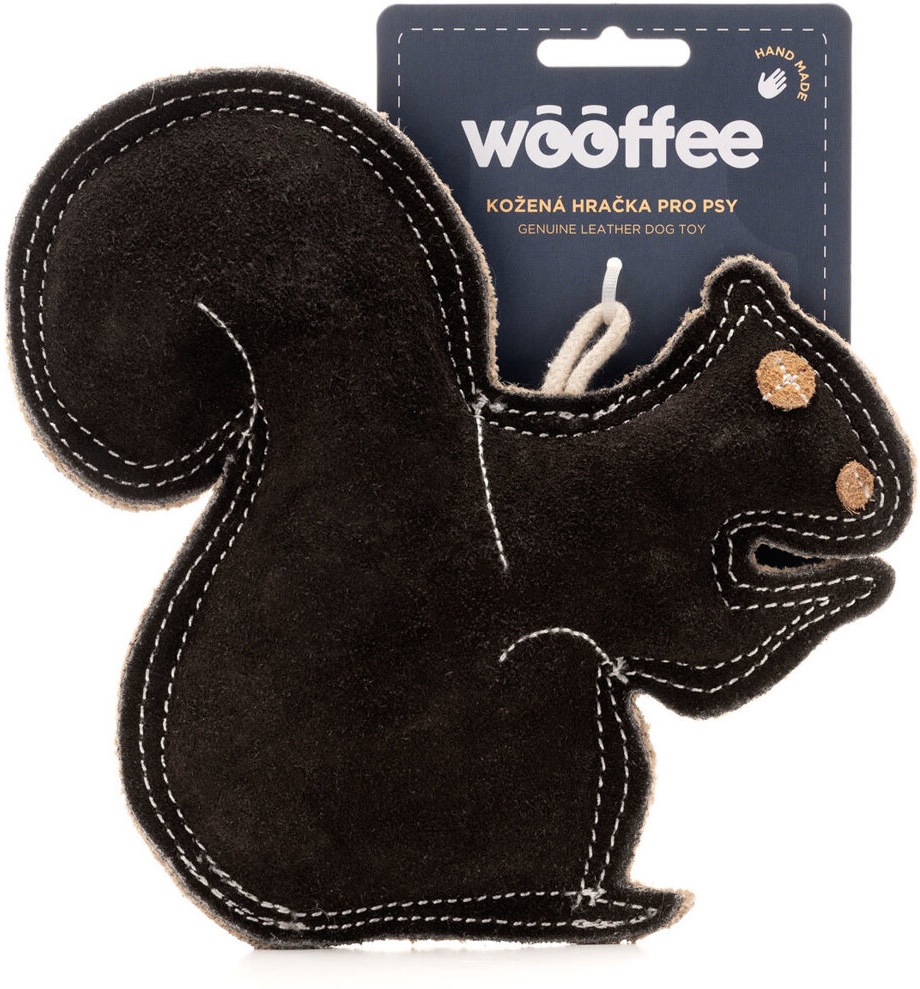 Wooffee pravá kůže černá veverka 18 cm