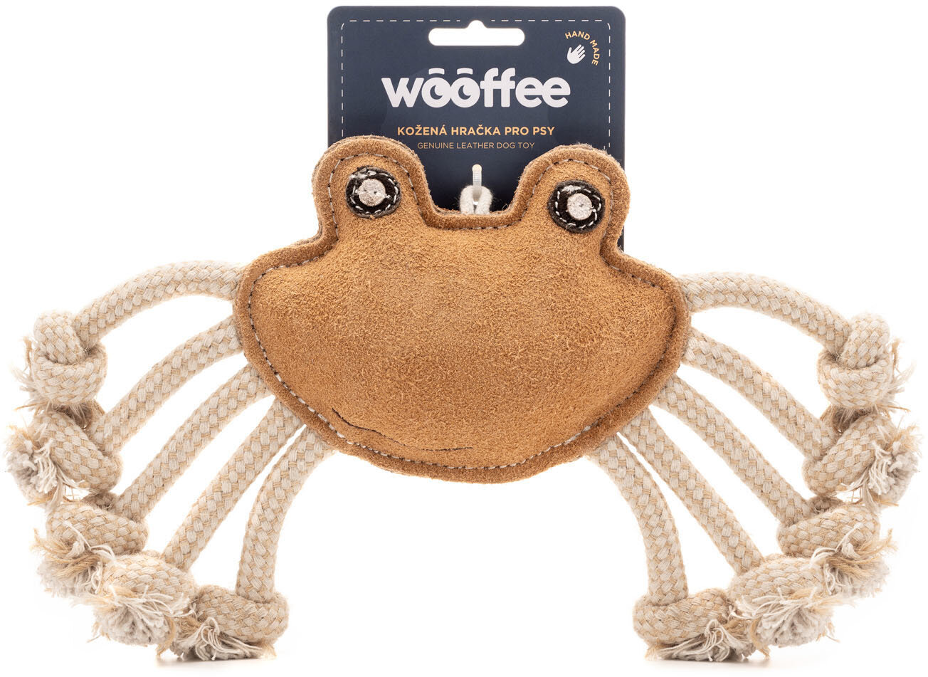 Wooffee pravá kůže krab s provazy 25 cm