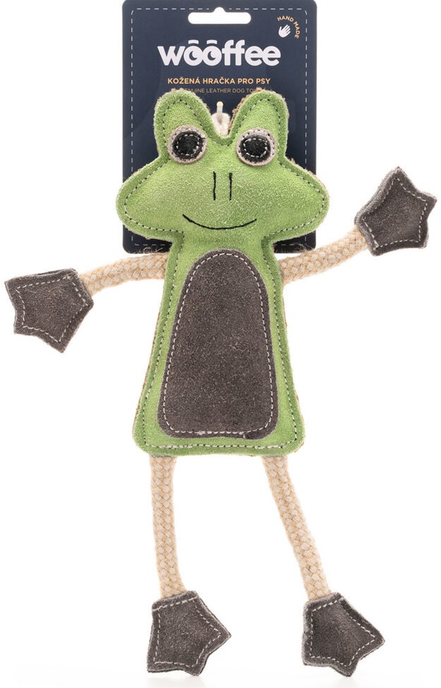 Wooffee pravá kůže žabka s provazy 29 cm