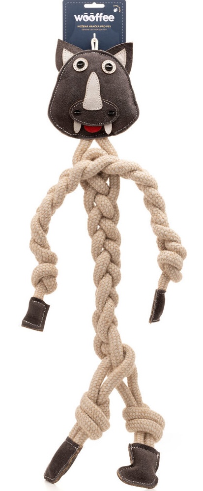 Wooffee pravá kůže provazový dlouhán nosorožec 65 cm