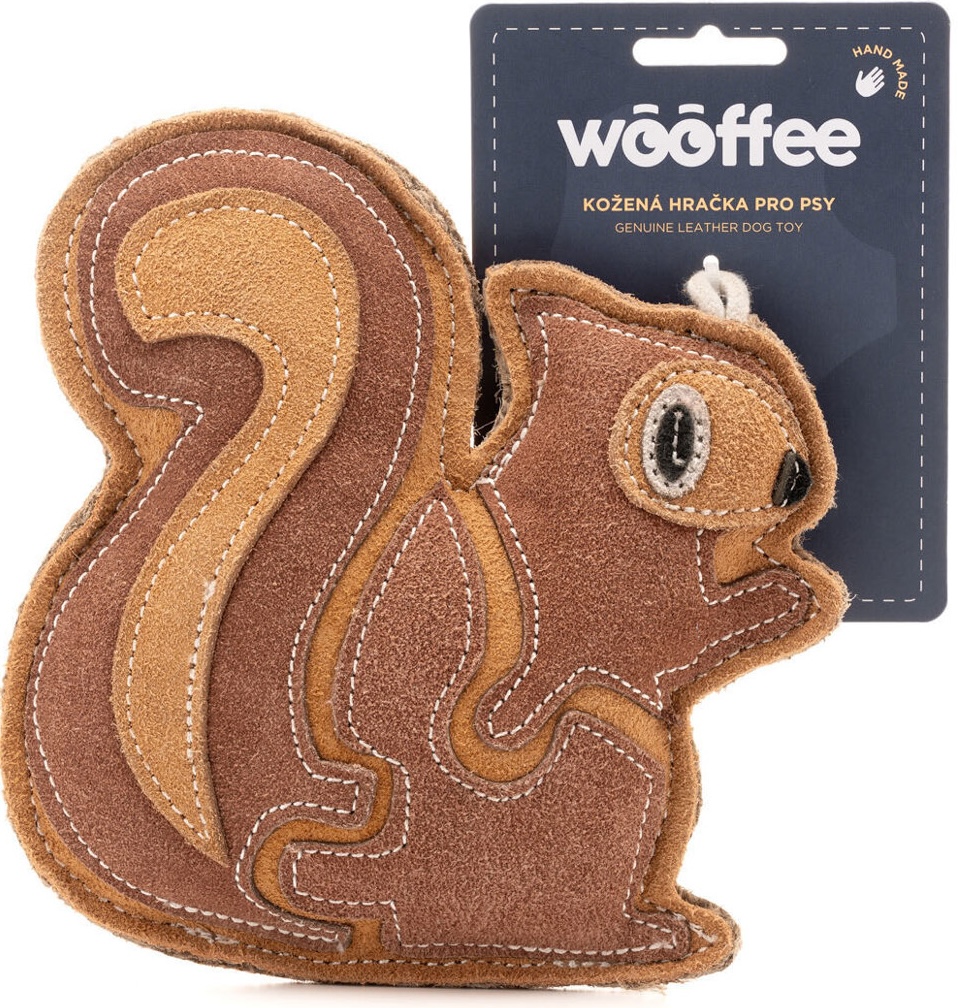 Wooffee pravá kůže hnědá veverka 15 cm