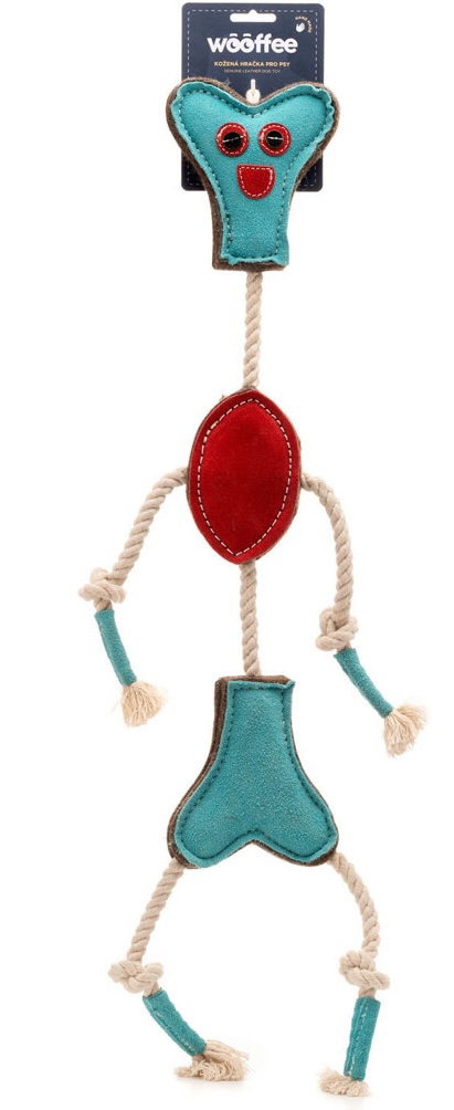 Wooffee pravá kůže kostík s provazy 60 cm