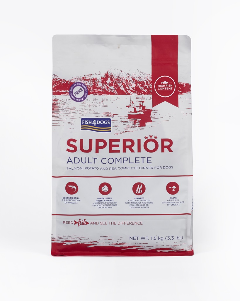 FISH4DOGS Granule velké pro dospělé psy Superior losos s bramborami 1,5 kg