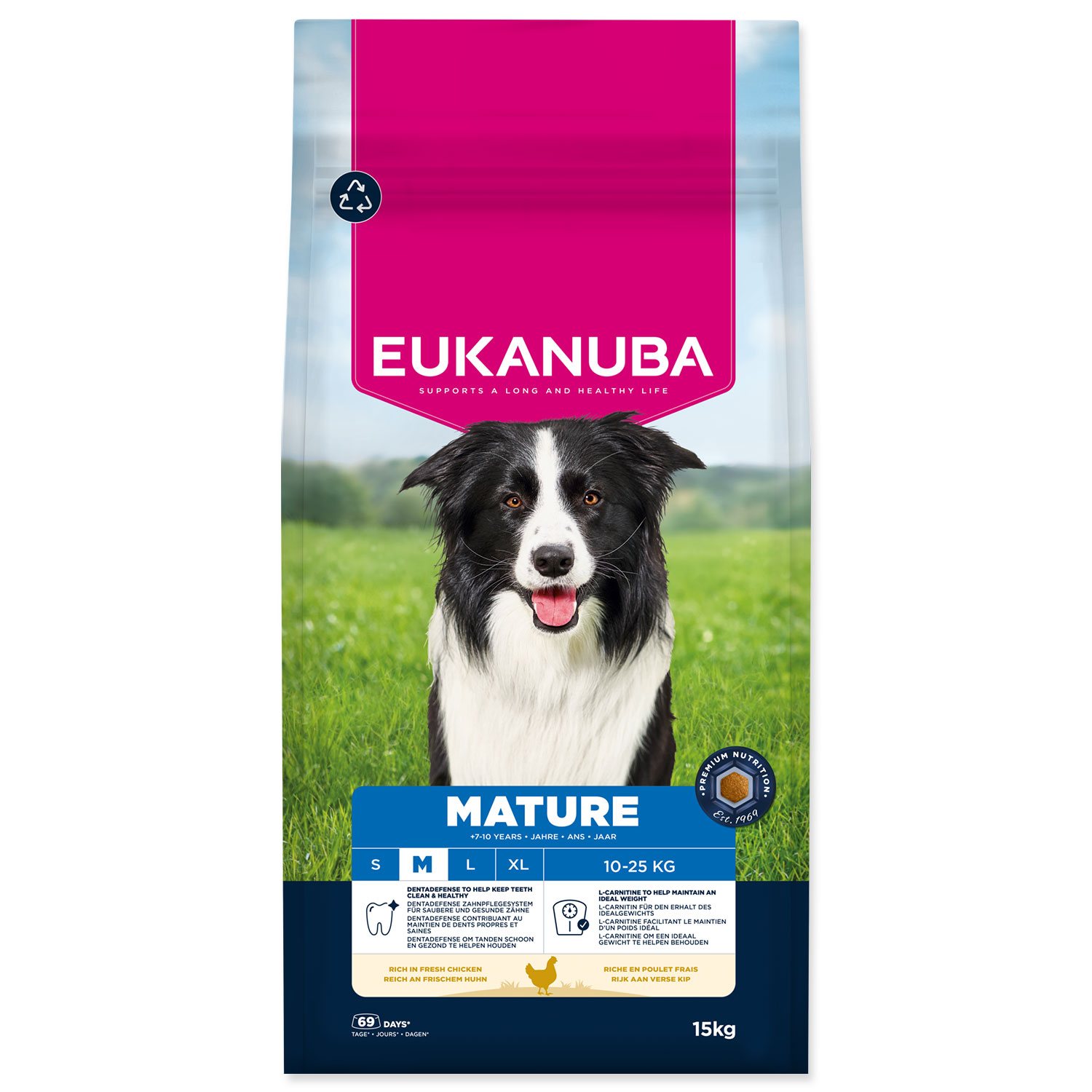 Krmivo EUKANUBA Mature Medium rich in fresh chicken 15 kg