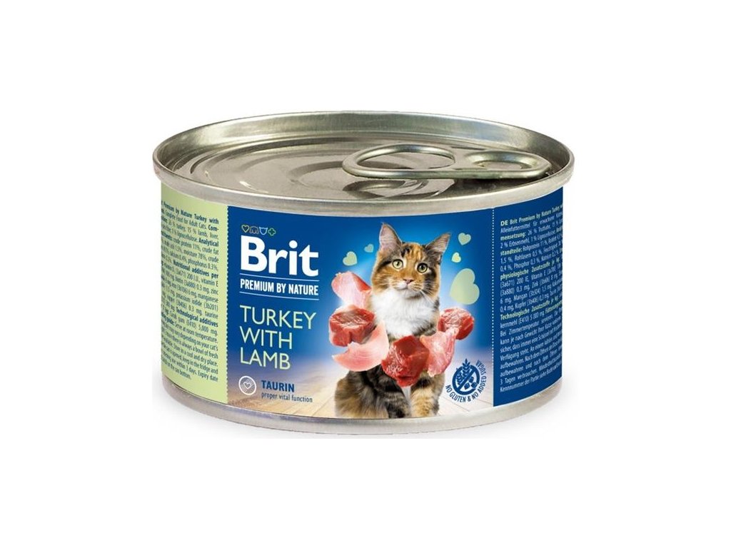 Brit Premium Cat by Nature konzerva Turkey&Lamb 200g