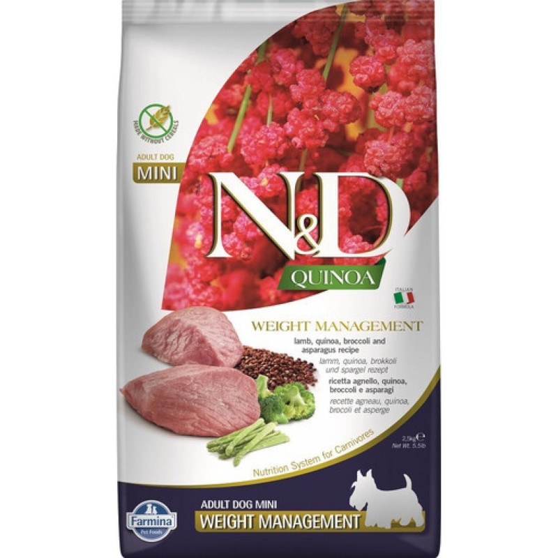 N&D QUINOA Dog GF Weight Management Lamb & Broccoli Adult Mini 2,5 kg