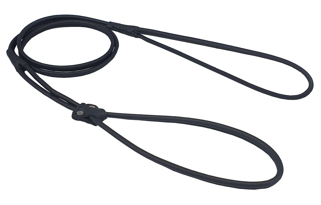 Bafpet Předváděcí vodítko z šité kulaté kůže 120cm/7mm černá