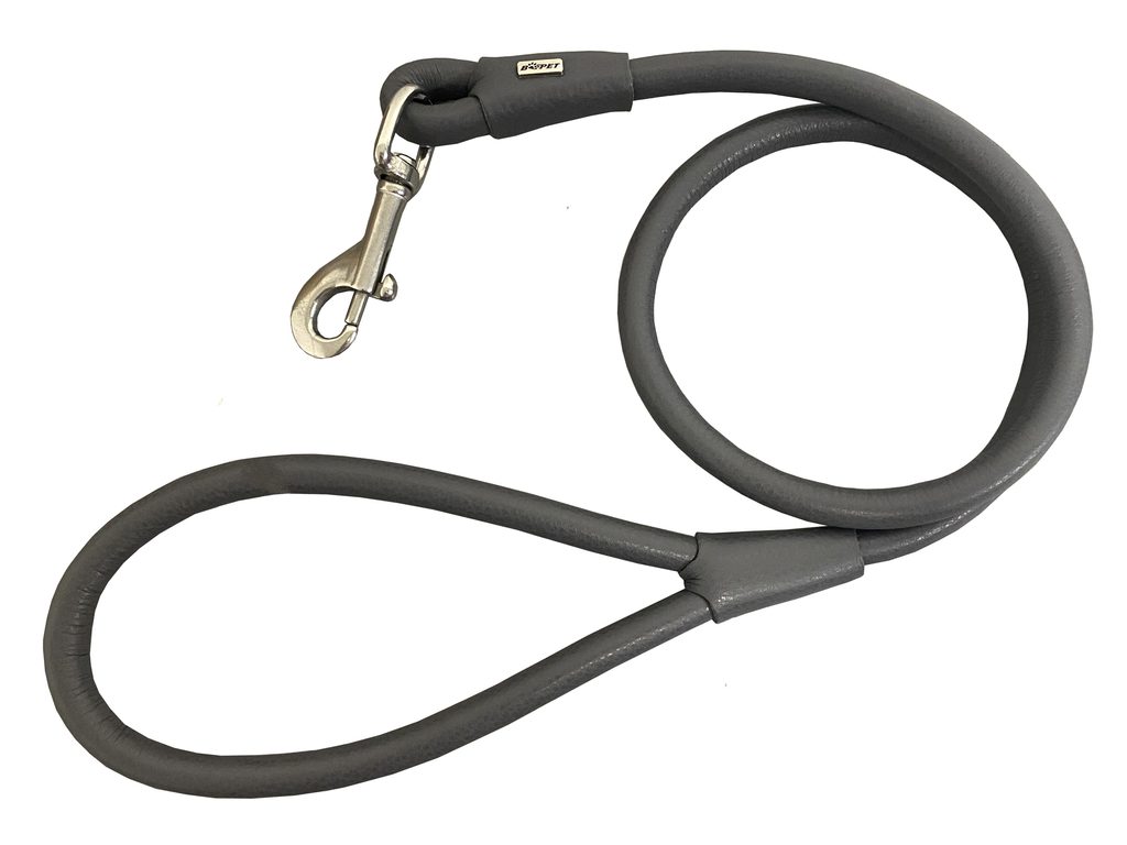Bafpet Kulaté kožené vodítko EXCLUSIVE 100cm/12mm šedá