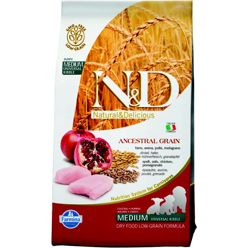 N&D Ancestral Grain N&D LG DOG Puppy M/L Chicken & Pomegranate 12kg