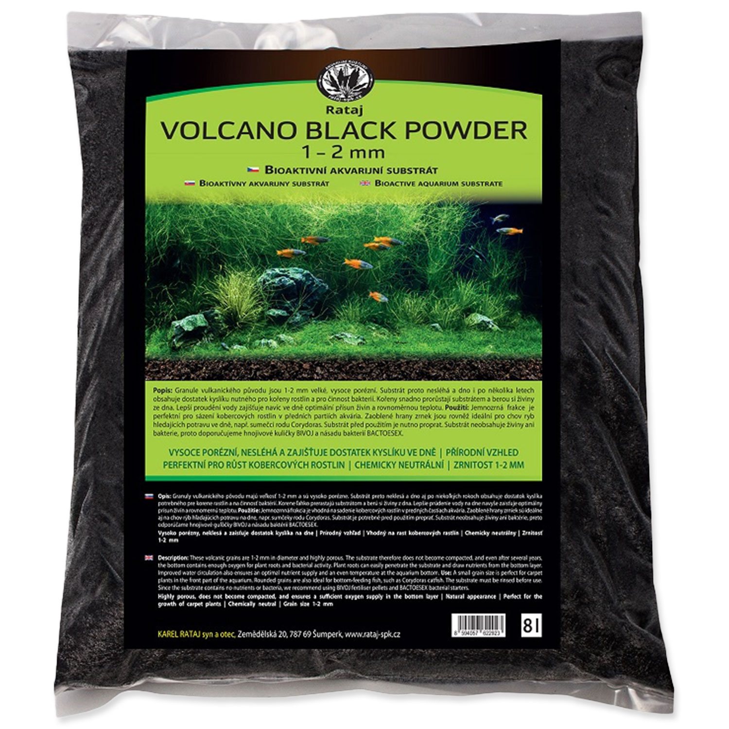 Substrát Rataj Volcano Black Powder 8l