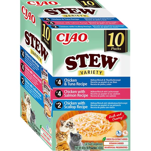 Inaba Ciao Stew kuře a ryba, hřebenatka multipack 10x 40 g