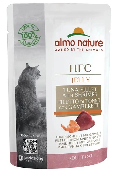 Almo Nature HFC Jelly - Tuňák a krevety v želé 55g
