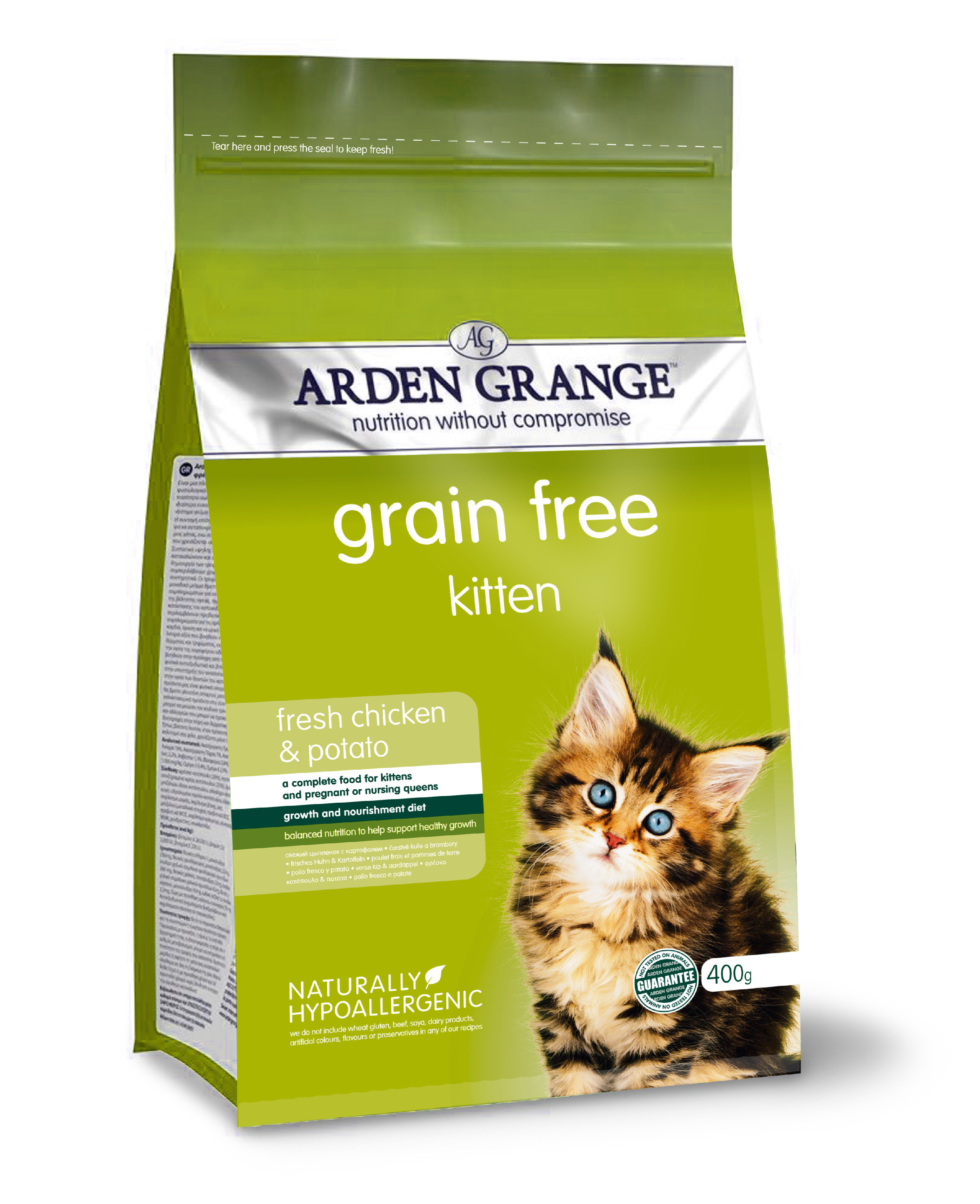 Arden Grange GF Cat Kitten fresh Chicken&Potato 400g