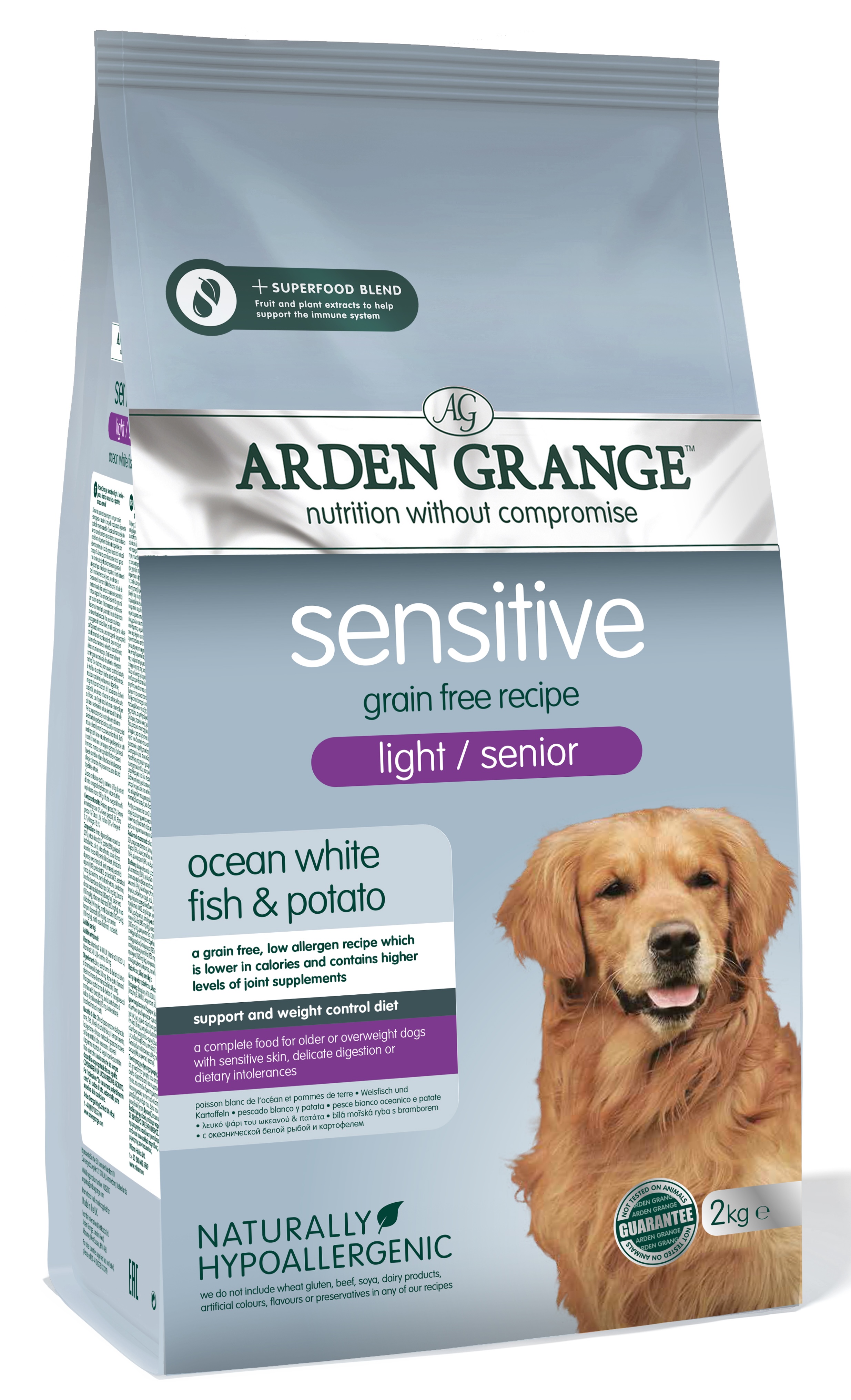 Arden Grange GF Dog Senior Sen.Light O.W.Fish&Pot.12kg