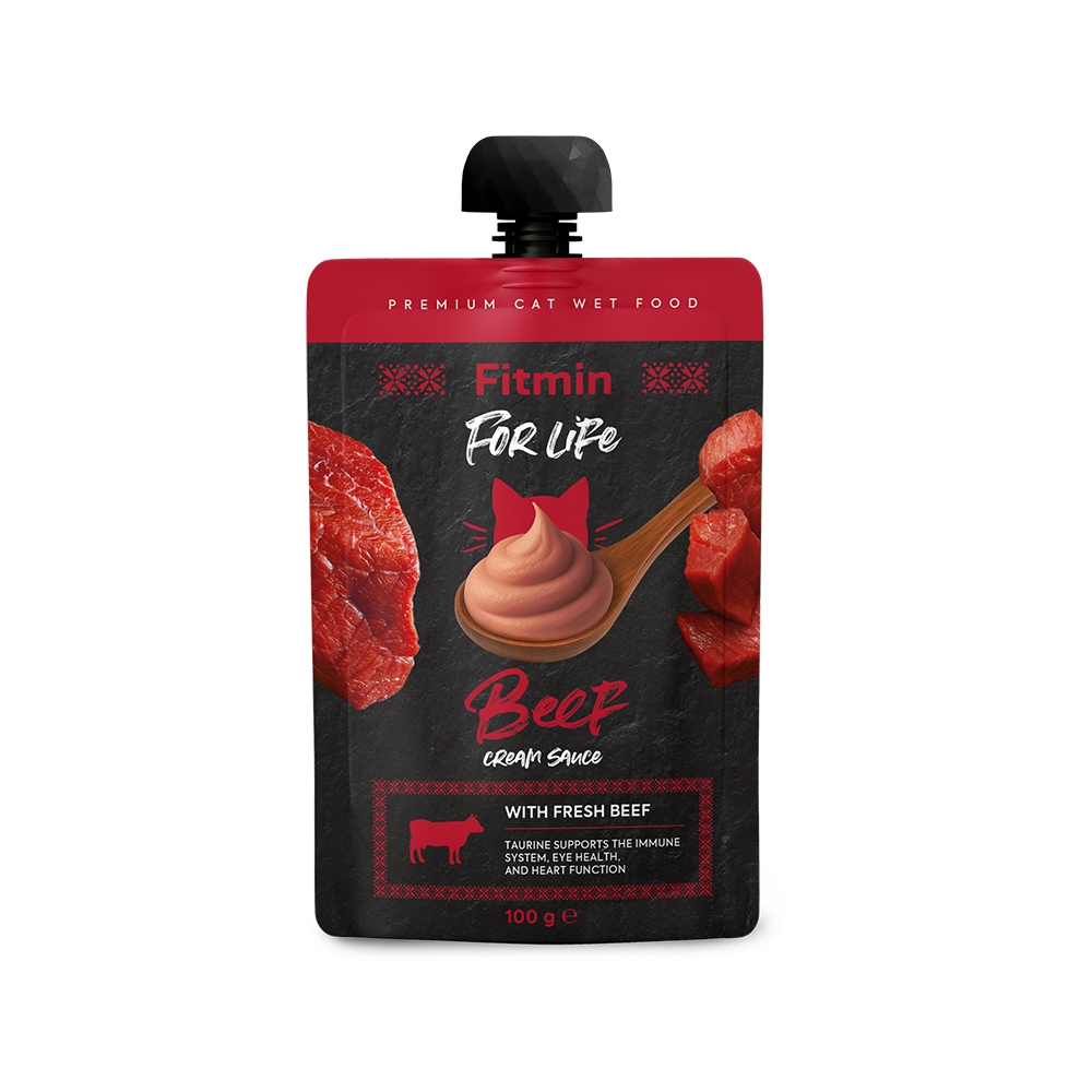 Fitmin For Life Hovězí jemný krém pro kočky v kapsičce 100g