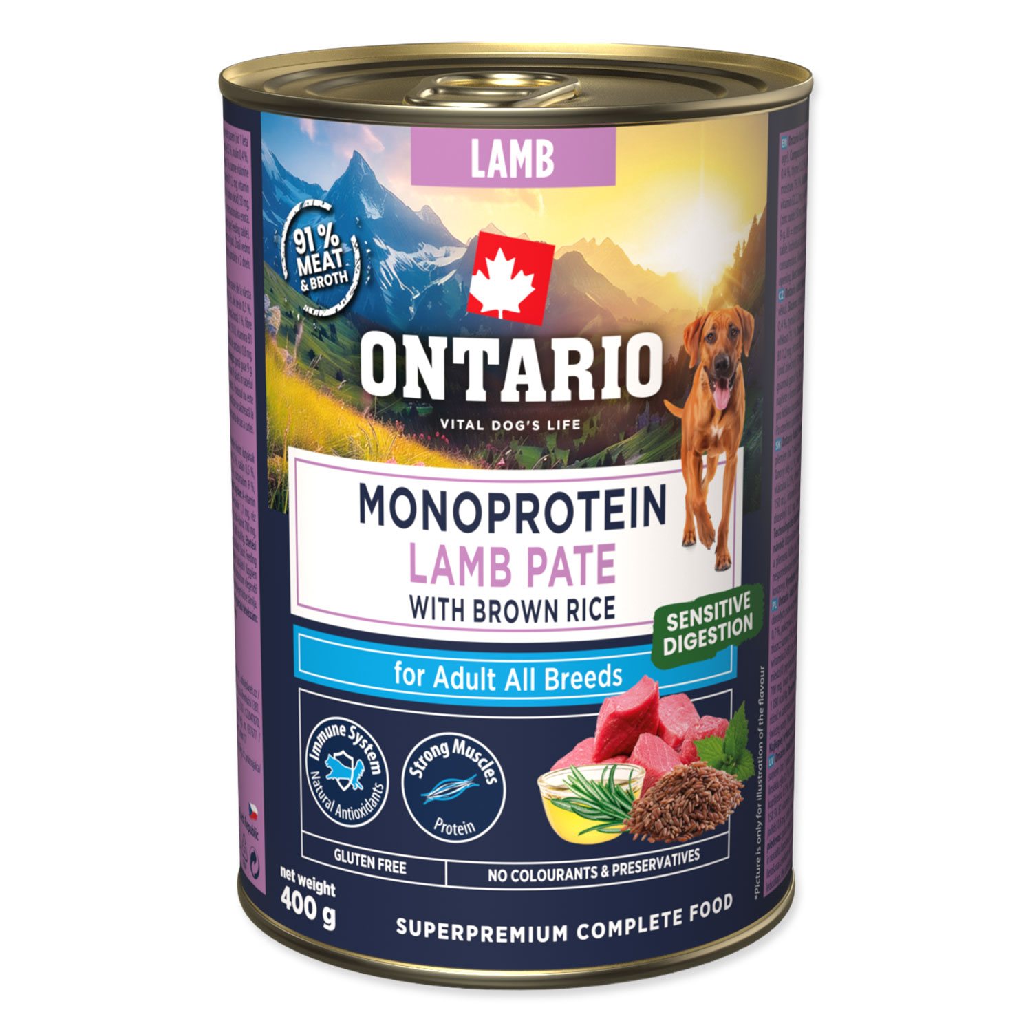 Ontario Adult monoprotein jehněčí pate s hnědou rýží 400 g