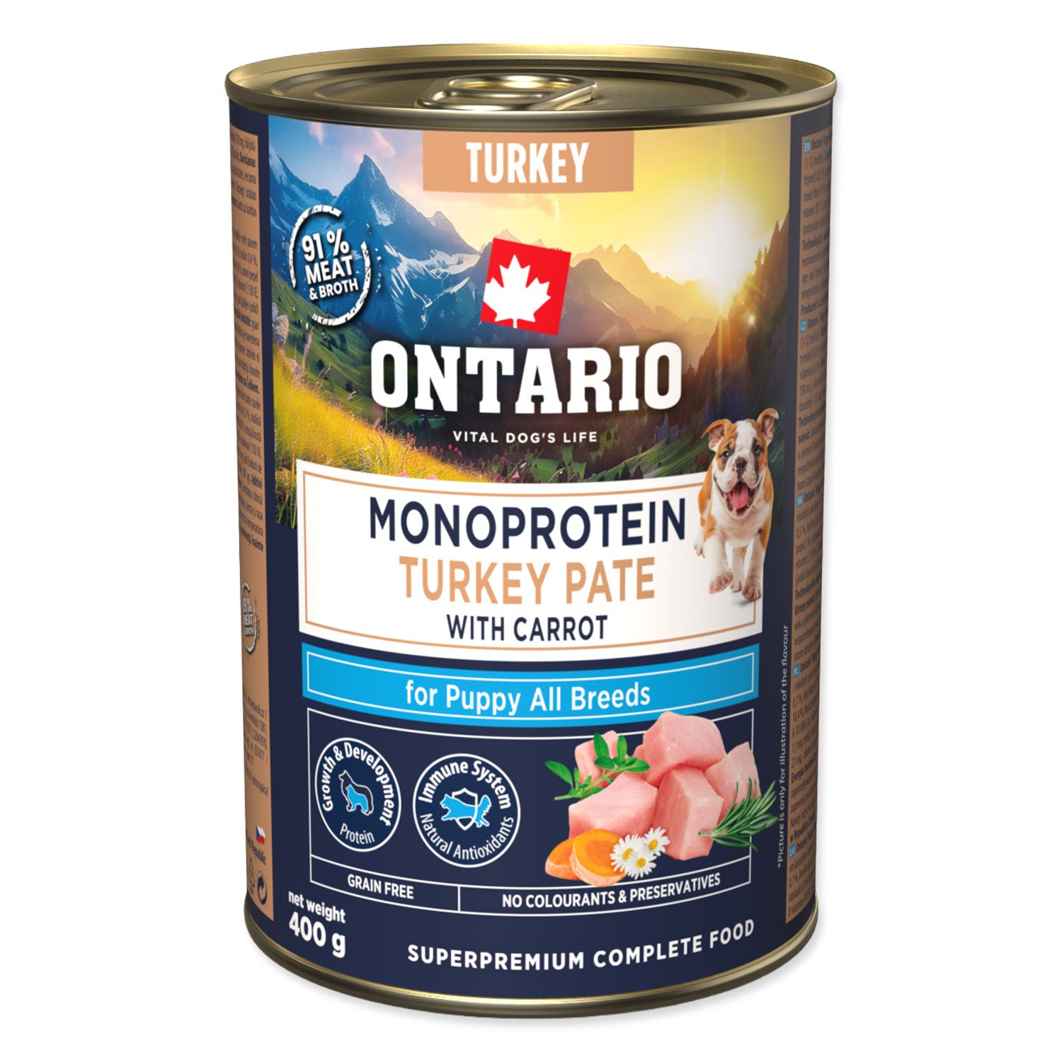 Ontario Puppy monoprotein krůtí pate s mrkví 400 g