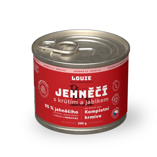 Louie konz.pro psy jehněčí, krůta, jablka 200g