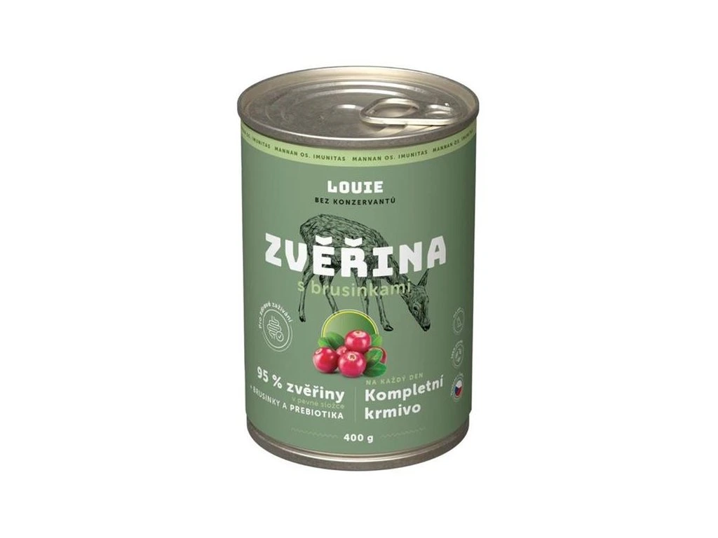 Louie konz.pro psy zvěřina s brusinkami 400g