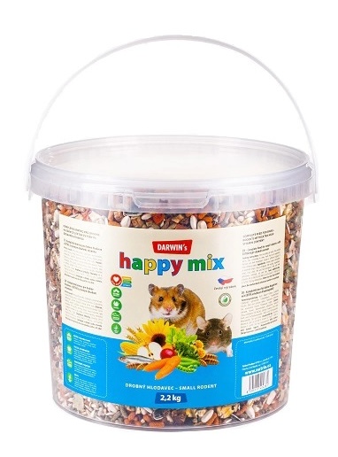 Darwin's Happy Mix krmivo drobný hlodavec kyblík 2,2 kg