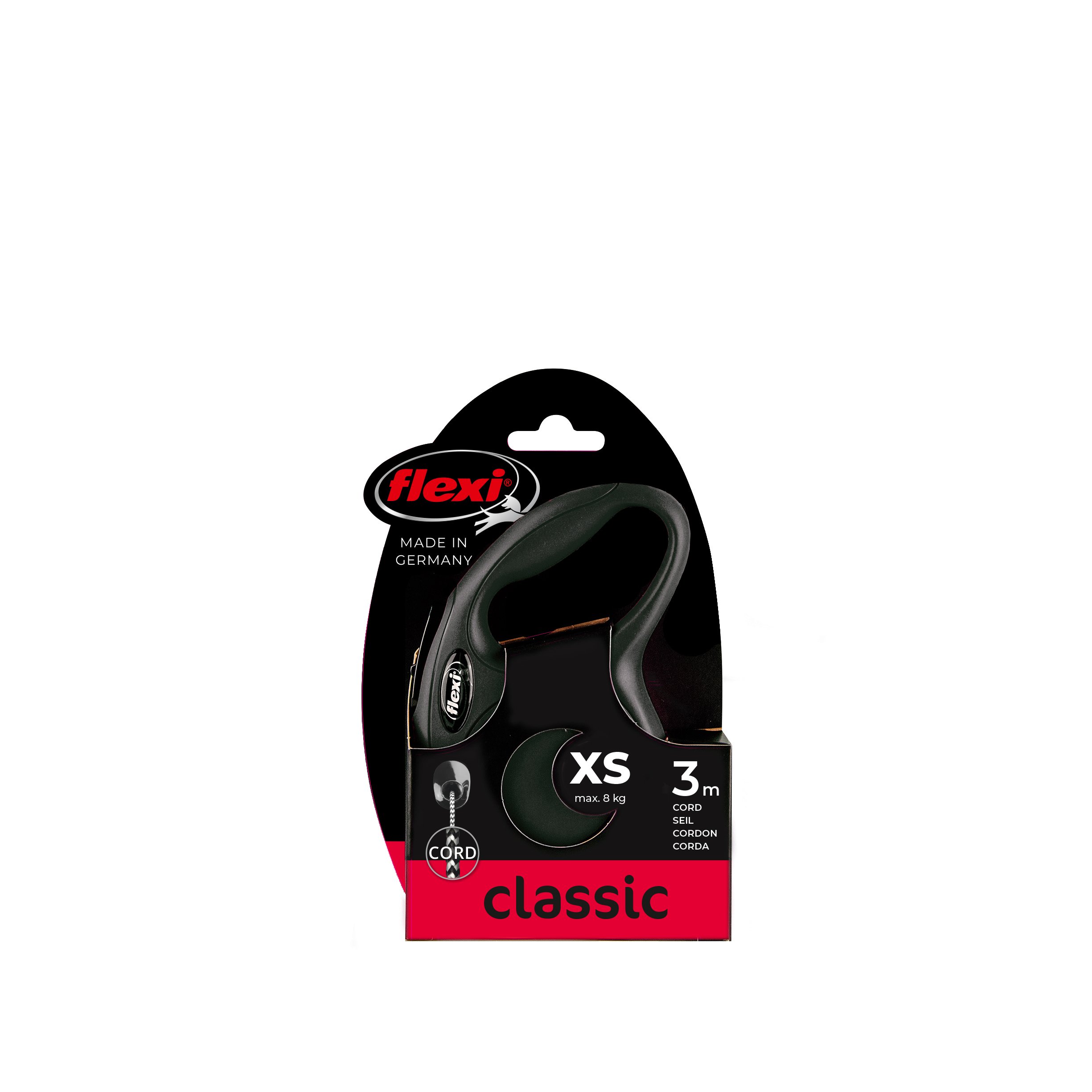 Flexi Vodítko FLEXI Classic NEW S lanko 8m/12kg černá