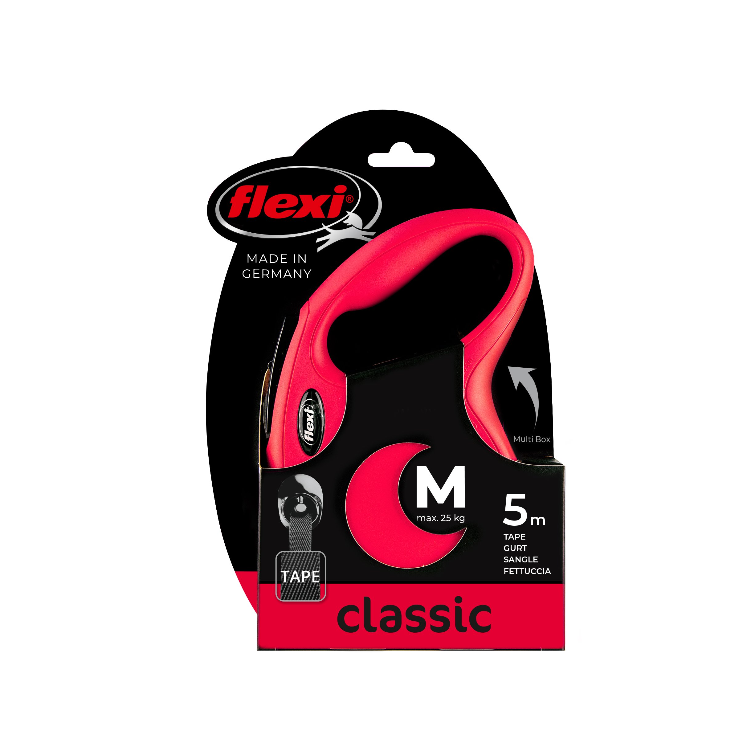 Vodítko Flexi Classic M 5m (max 25kg) pásek červená