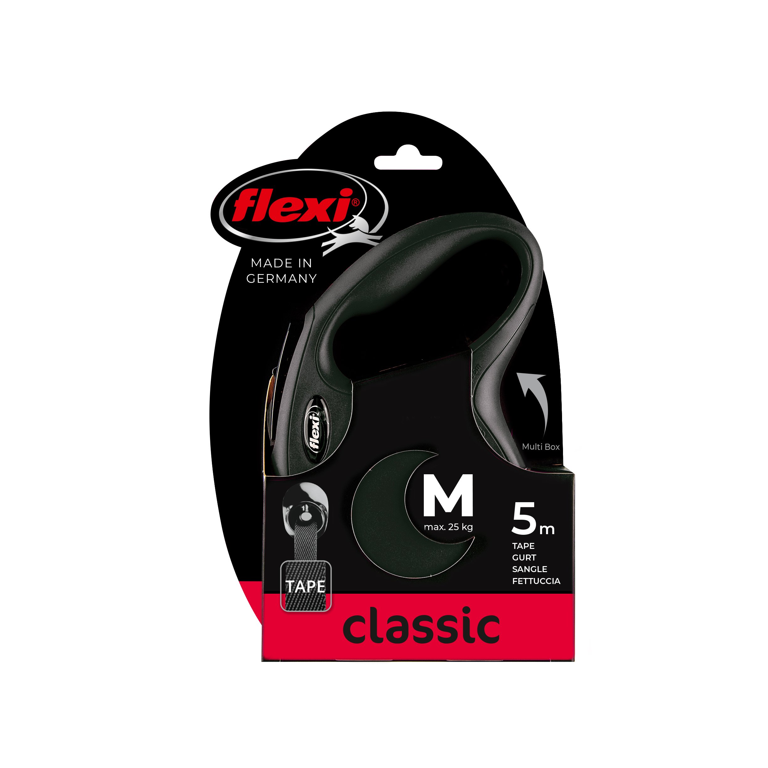Vodítko Flexi Classic M 5m (max 25kg) pásek černá
