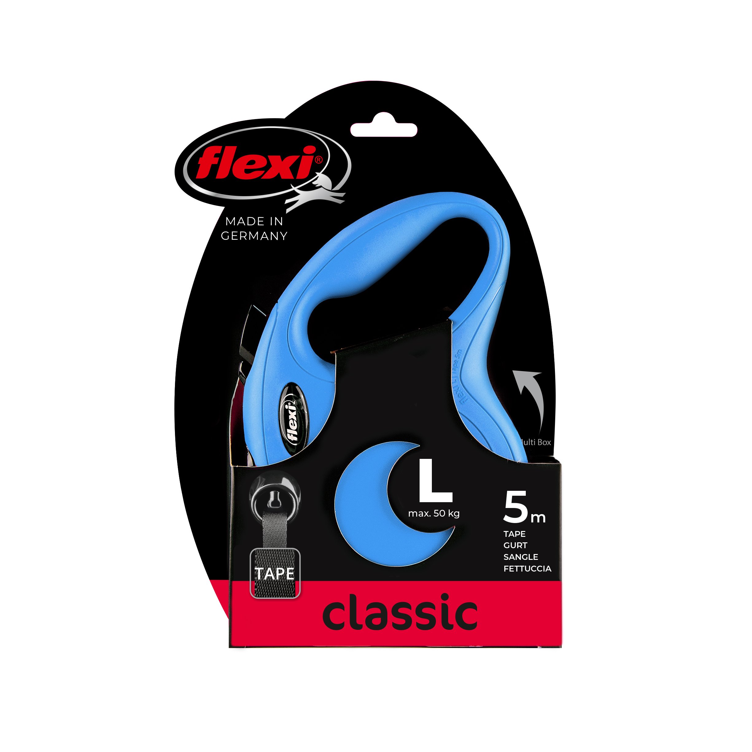 Vodítko Flexi Classic L 5m (max 50kg) pásek modrá